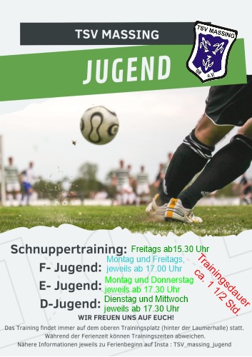 Jugendfußball Trainingszeiten 2023 2024